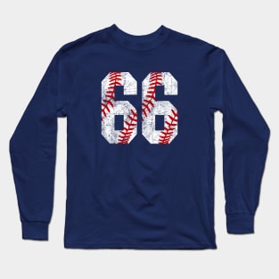 Vintage #66 Baseball Laces Baseball Mom Jersey Love Baseball Long Sleeve T-Shirt